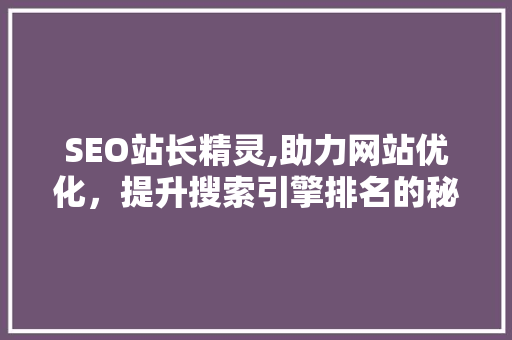 SEO站长精灵,助力网站优化，提升搜索引擎排名的秘密武器