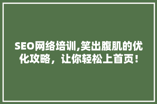 SEO网络培训,笑出腹肌的优化攻略，让你轻松上首页！