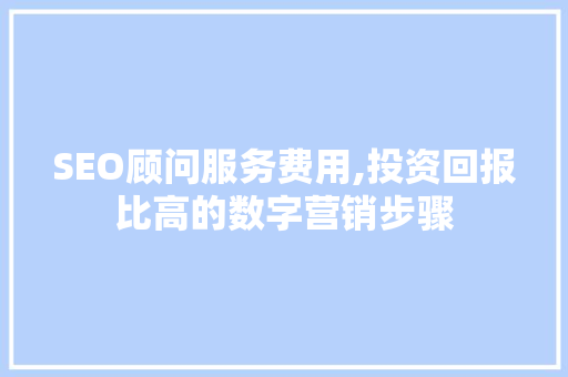 SEO顾问服务费用,投资回报比高的数字营销步骤