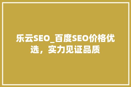 乐云SEO_百度SEO价格优选，实力见证品质