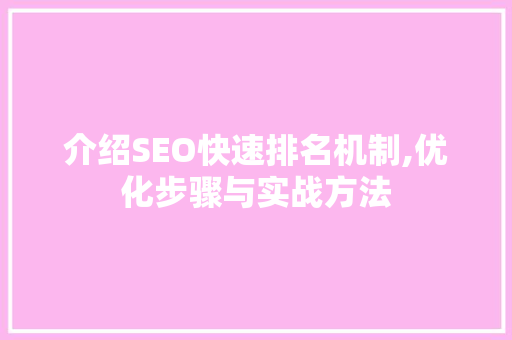 介绍SEO快速排名机制,优化步骤与实战方法