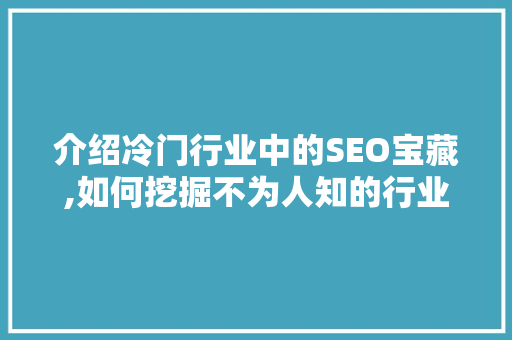 介绍冷门行业中的SEO宝藏,如何挖掘不为人知的行业关键词