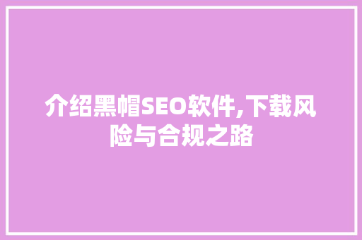 介绍黑帽SEO软件,下载风险与合规之路  第1张