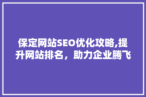 保定网站SEO优化攻略,提升网站排名，助力企业腾飞