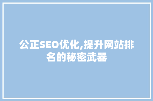 公正SEO优化,提升网站排名的秘密武器