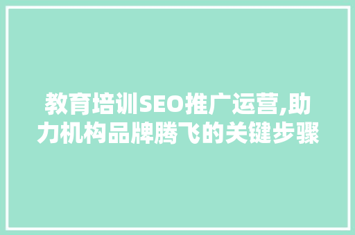 教育培训SEO推广运营,助力机构品牌腾飞的关键步骤  第1张