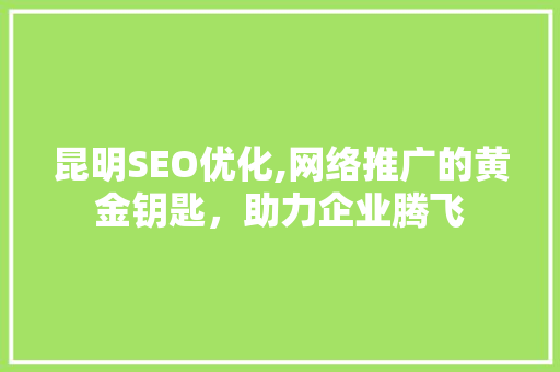 昆明SEO优化,网络推广的黄金钥匙，助力企业腾飞  第1张