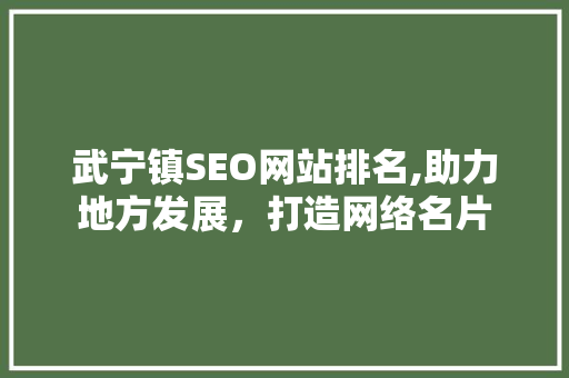武宁镇SEO网站排名,助力地方发展，打造网络名片  第1张