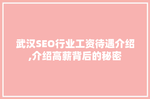 武汉SEO行业工资待遇介绍,介绍高薪背后的秘密  第1张