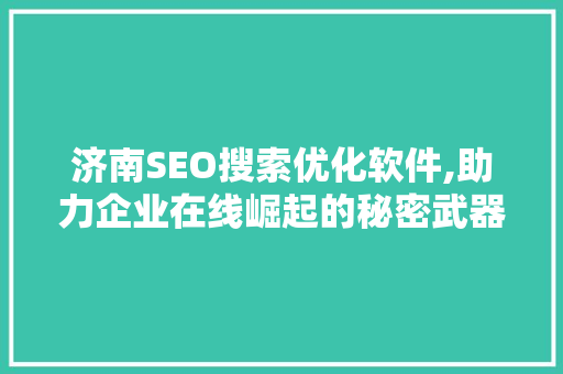 济南SEO搜索优化软件,助力企业在线崛起的秘密武器