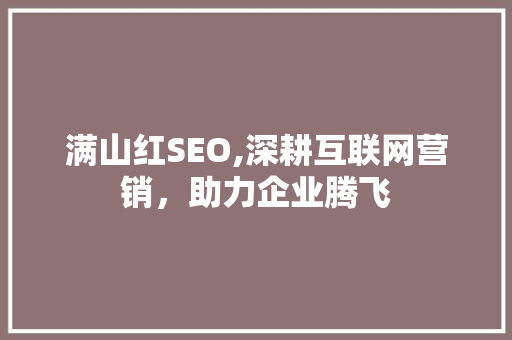 满山红SEO,深耕互联网营销，助力企业腾飞