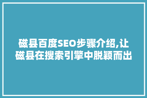 磁县百度SEO步骤介绍,让磁县在搜索引擎中脱颖而出