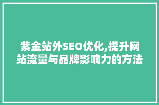 紫金站外SEO优化,提升网站流量与品牌影响力的方法
