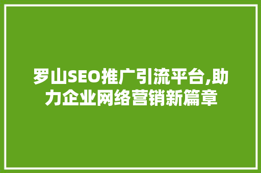 罗山SEO推广引流平台,助力企业网络营销新篇章