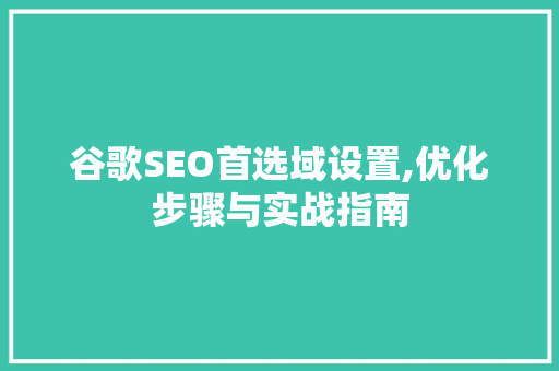 谷歌SEO首选域设置,优化步骤与实战指南