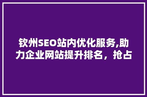 钦州SEO站内优化服务,助力企业网站提升排名，抢占互联网市场先机