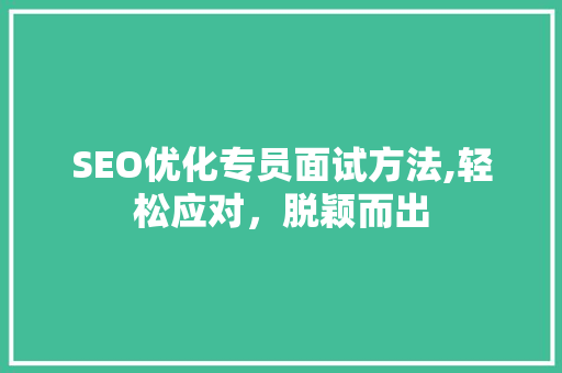 SEO优化专员面试方法,轻松应对，脱颖而出