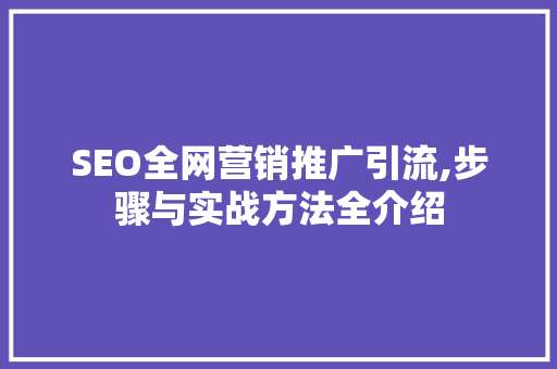 SEO全网营销推广引流,步骤与实战方法全介绍