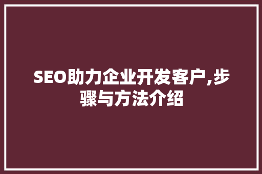 SEO助力企业开发客户,步骤与方法介绍