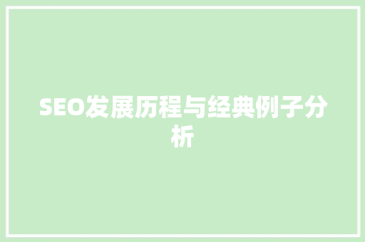 SEO发展历程与经典例子分析