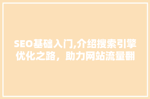 SEO基础入门,介绍搜索引擎优化之路，助力网站流量翻倍