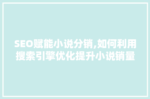 SEO赋能小说分销,如何利用搜索引擎优化提升小说销量