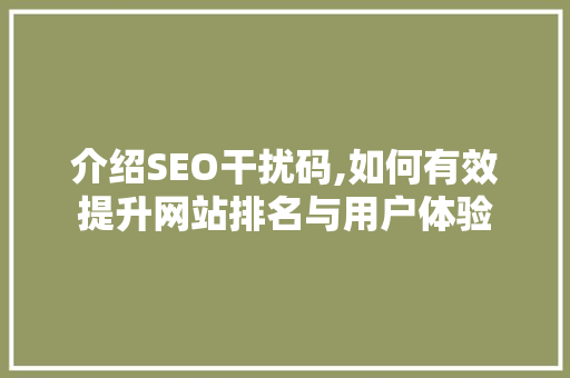 介绍SEO干扰码,如何有效提升网站排名与用户体验