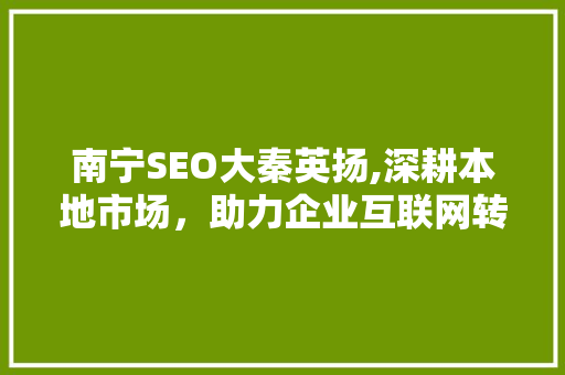 南宁SEO大秦英扬,深耕本地市场，助力企业互联网转型