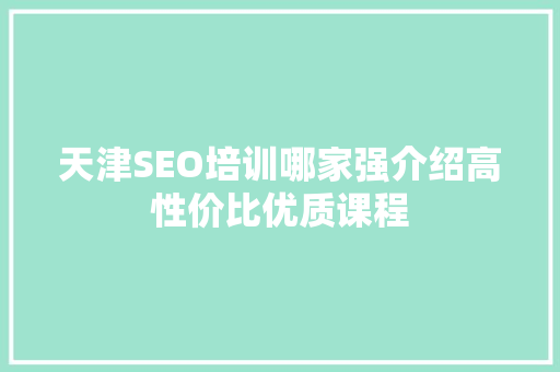 天津SEO培训哪家强介绍高性价比优质课程