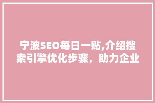 宁波SEO每日一贴,介绍搜索引擎优化步骤，助力企业网站排名提升
