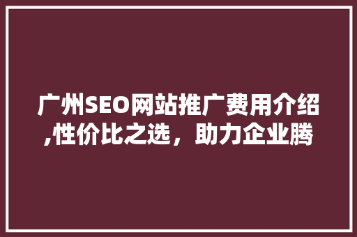 广州SEO网站推广费用介绍,性价比之选，助力企业腾飞