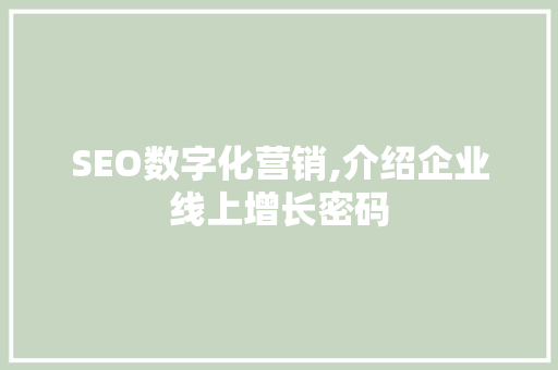 SEO数字化营销,介绍企业线上增长密码