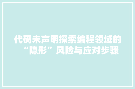 代码未声明探索编程领域的“隐形”风险与应对步骤