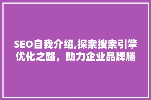 SEO自我介绍,探索搜索引擎优化之路，助力企业品牌腾飞