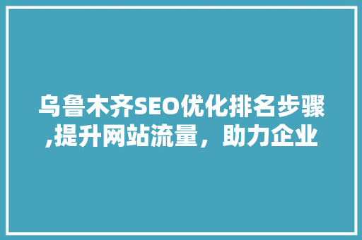乌鲁木齐SEO优化排名步骤,提升网站流量，助力企业腾飞