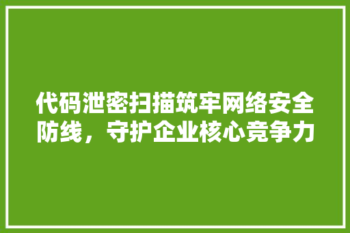 代码泄密扫描筑牢网络安全防线，守护企业核心竞争力  第1张