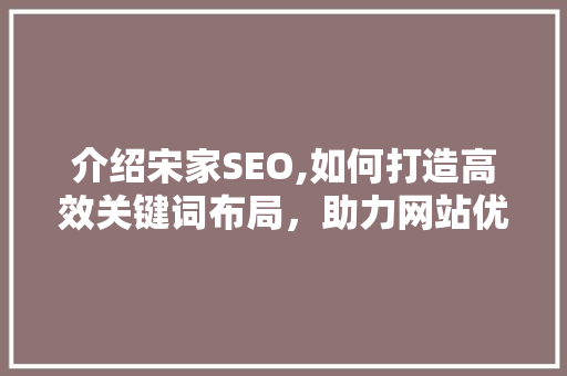 介绍宋家SEO,如何打造高效关键词布局，助力网站优化  第1张