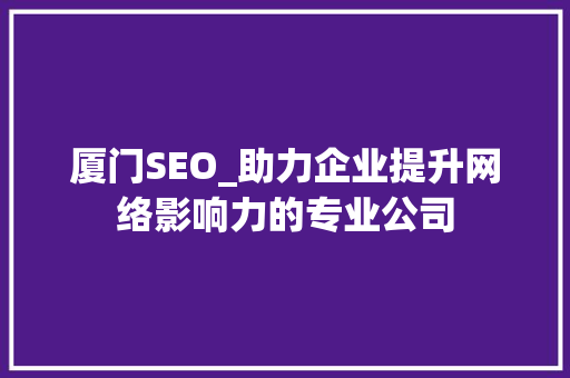 厦门SEO_助力企业提升网络影响力的专业公司