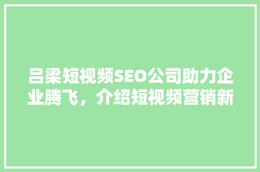 吕梁短视频SEO公司助力企业腾飞，介绍短视频营销新趋势