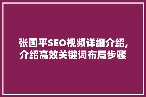 张国平SEO视频详细介绍,介绍高效关键词布局步骤