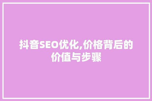 抖音SEO优化,价格背后的价值与步骤