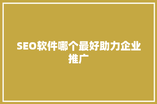 SEO软件哪个最好助力企业推广