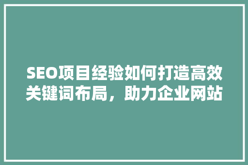 SEO项目经验如何打造高效关键词布局，助力企业网站优化