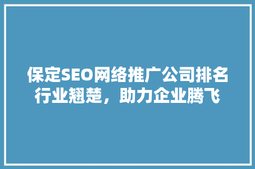 保定SEO网络推广公司排名行业翘楚，助力企业腾飞