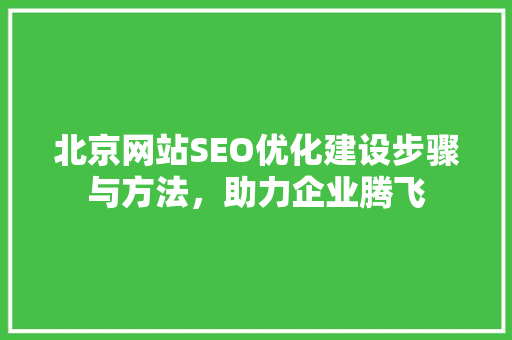 北京网站SEO优化建设步骤与方法，助力企业腾飞