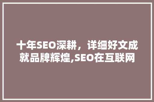 十年SEO深耕，详细好文成就品牌辉煌,SEO在互联网时代的价值与未来