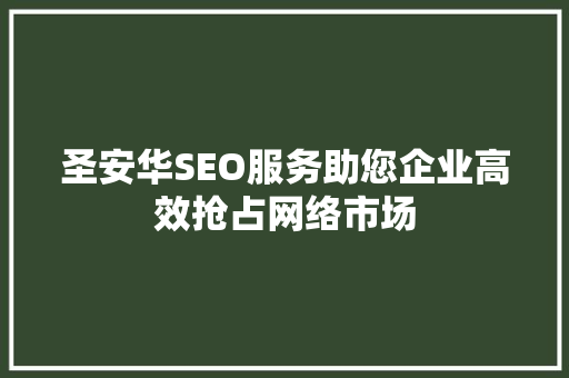 圣安华SEO服务助您企业高效抢占网络市场