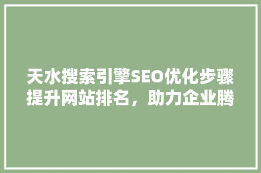 天水搜索引擎SEO优化步骤提升网站排名，助力企业腾飞