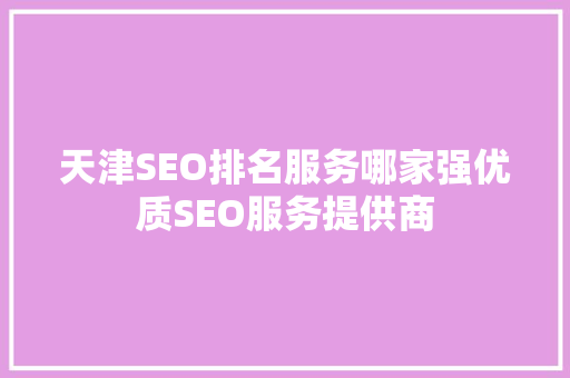 天津SEO排名服务哪家强优质SEO服务提供商