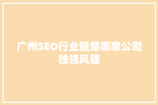 广州SEO行业翘楚哪家公司独领风骚